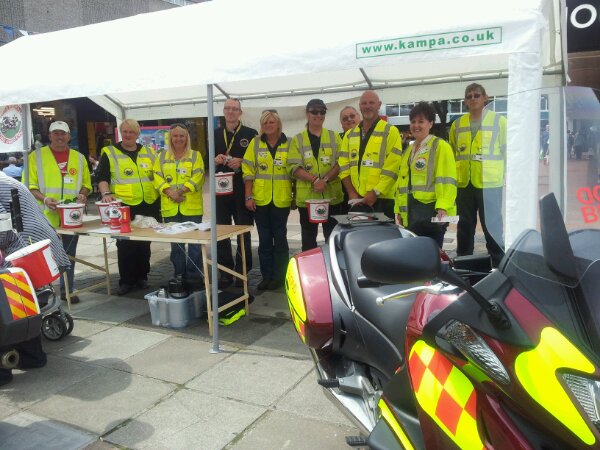 Volunteers from Blood Bikes Wales in Cwmbran today