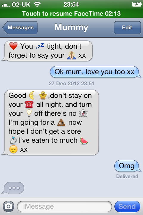 Nicola's text to Chloe