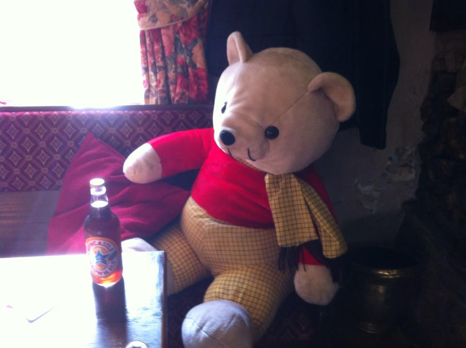 Rupert, dried out and enjoying an ale in the lovely Queen Inn