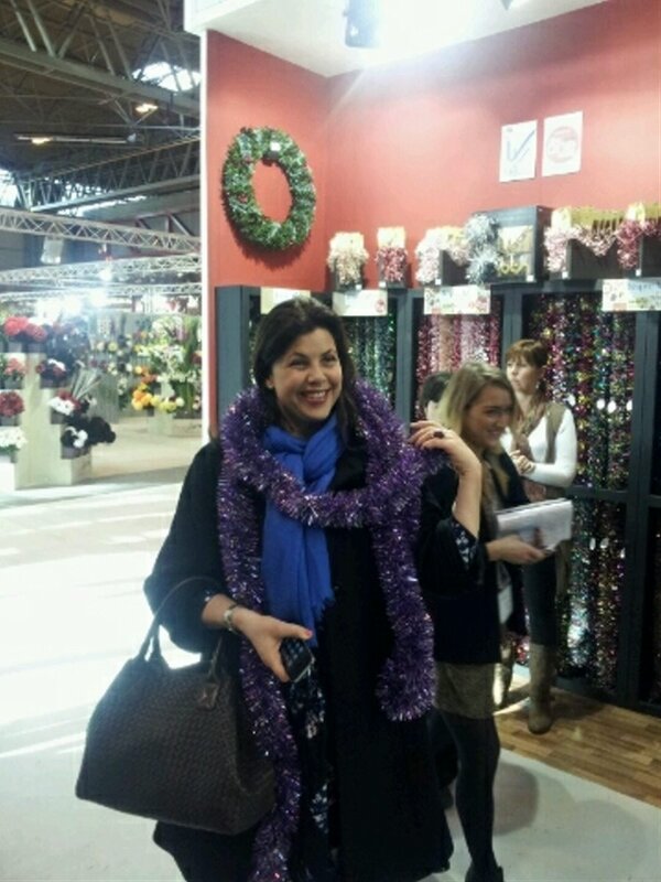 Kirstie Allsopp with tinsel from Festive Productions