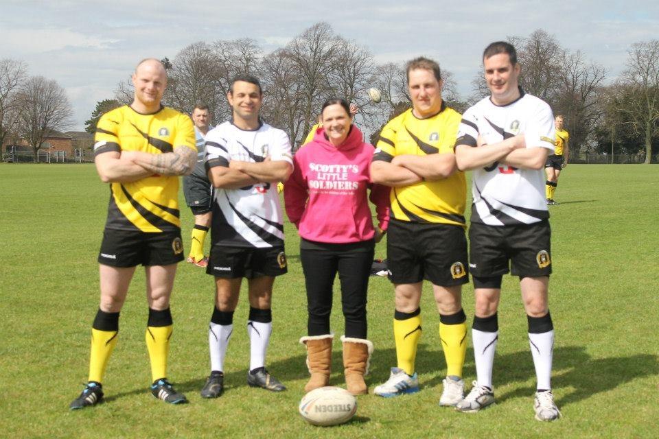 Four of the Cwmbran men playing in the world record attempt