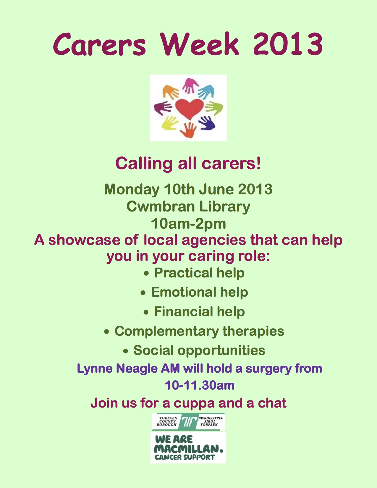 Carers event at Cwmbran Library