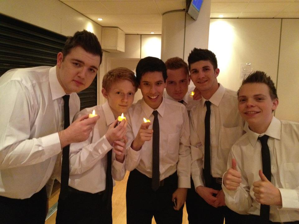 Luke Bidder, 2nd from left, with members of Only Boys Aloud