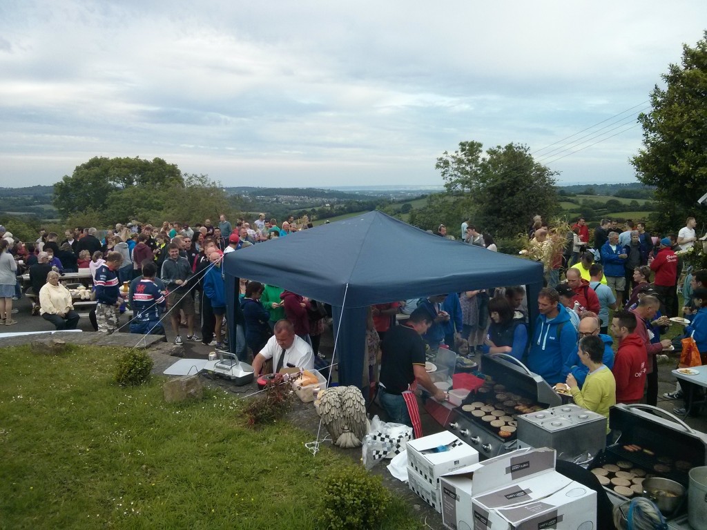 Spectators packed out the Castell y Bwch pub and enjoyed the race and the lovely views