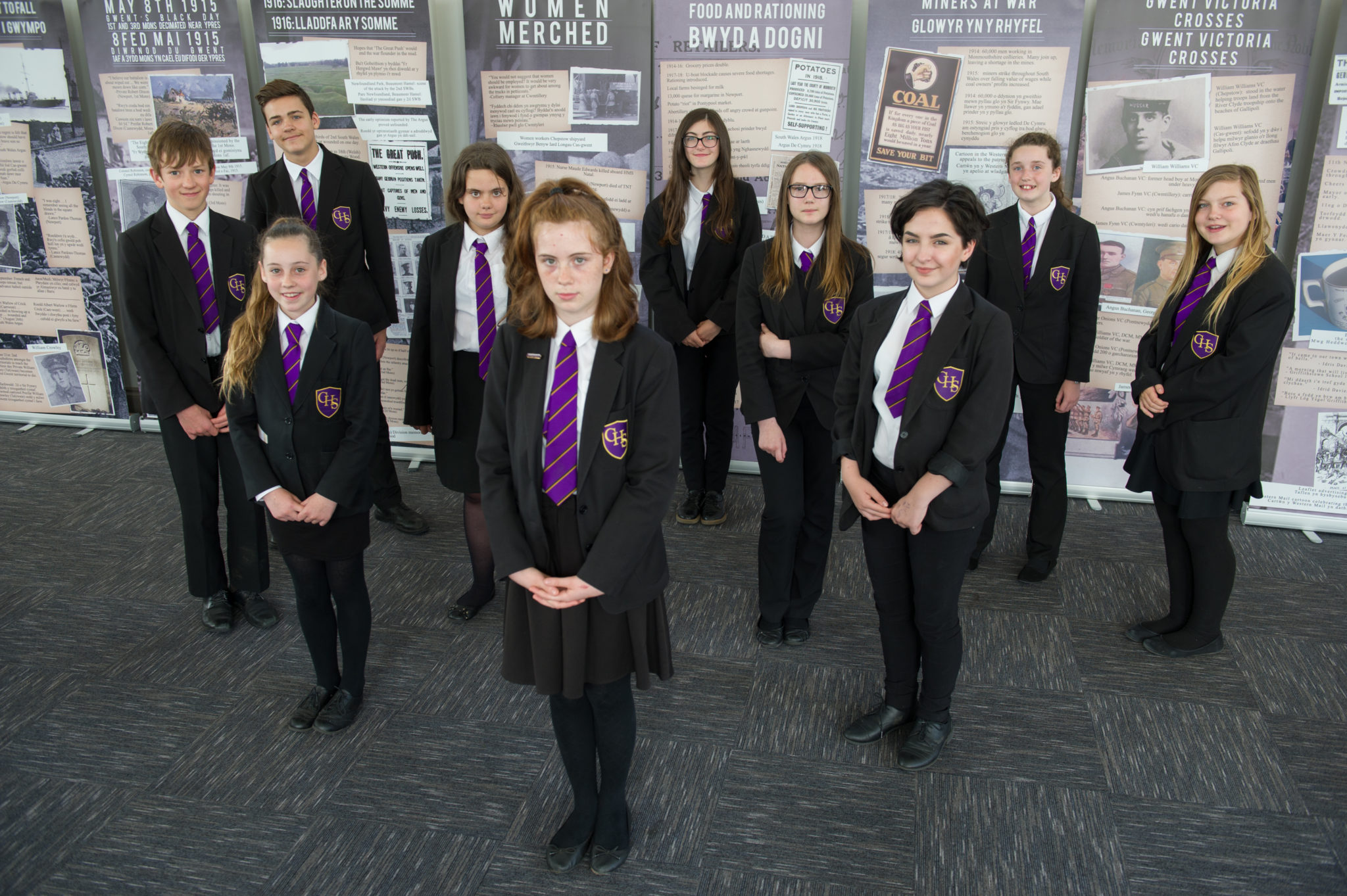 Pupils from Cwmbran High School at Who Do I Think I Was? Exhibition Launch