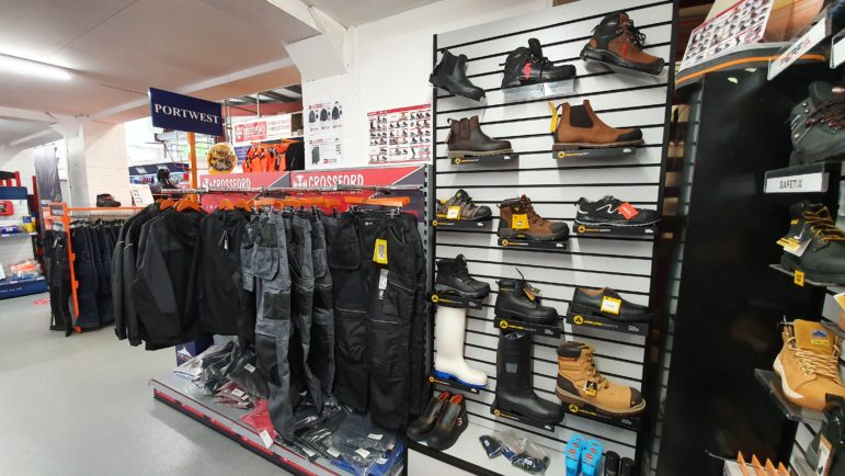 A work boots display