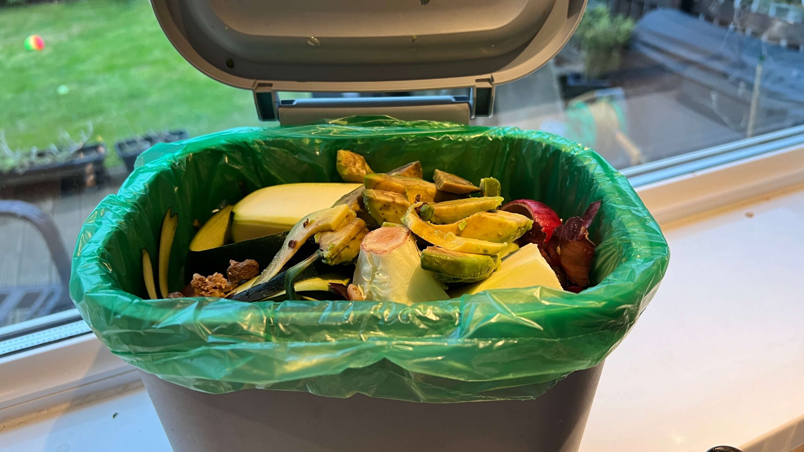 a food caddy bin with waste food