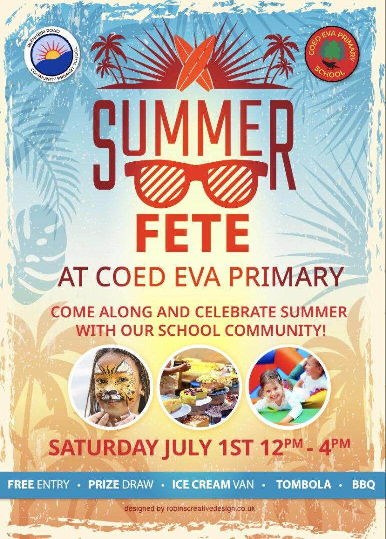 a poster for a summer fete at a school