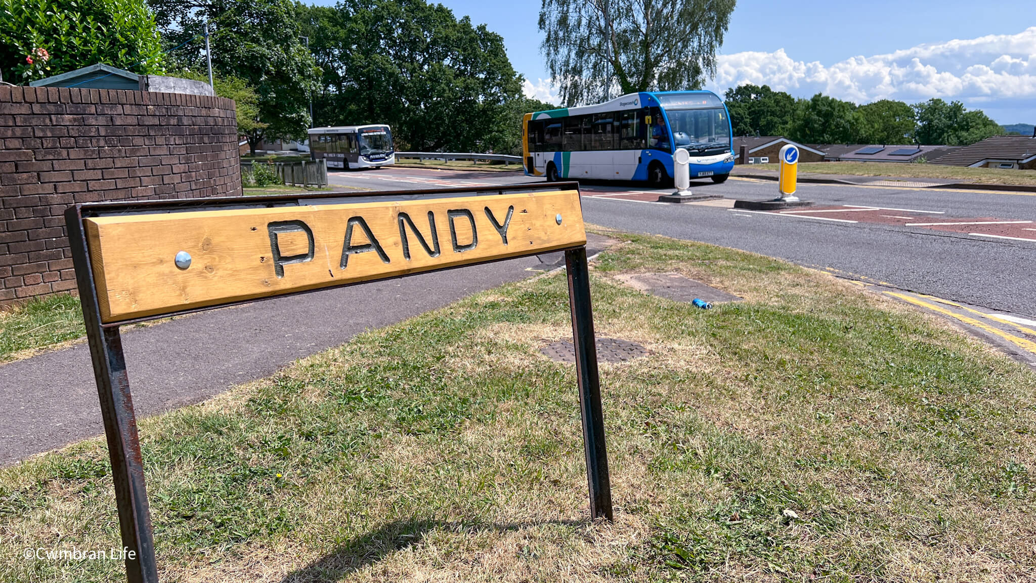a street sign for Pandy, a street in Cwmbran