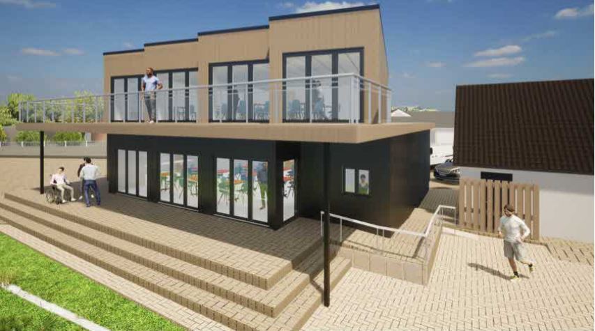 A design showing how the proposed two-storey community hub at Ponthir Sports and Social Club could look. Picture: Torfaen County Borough Council planning file.