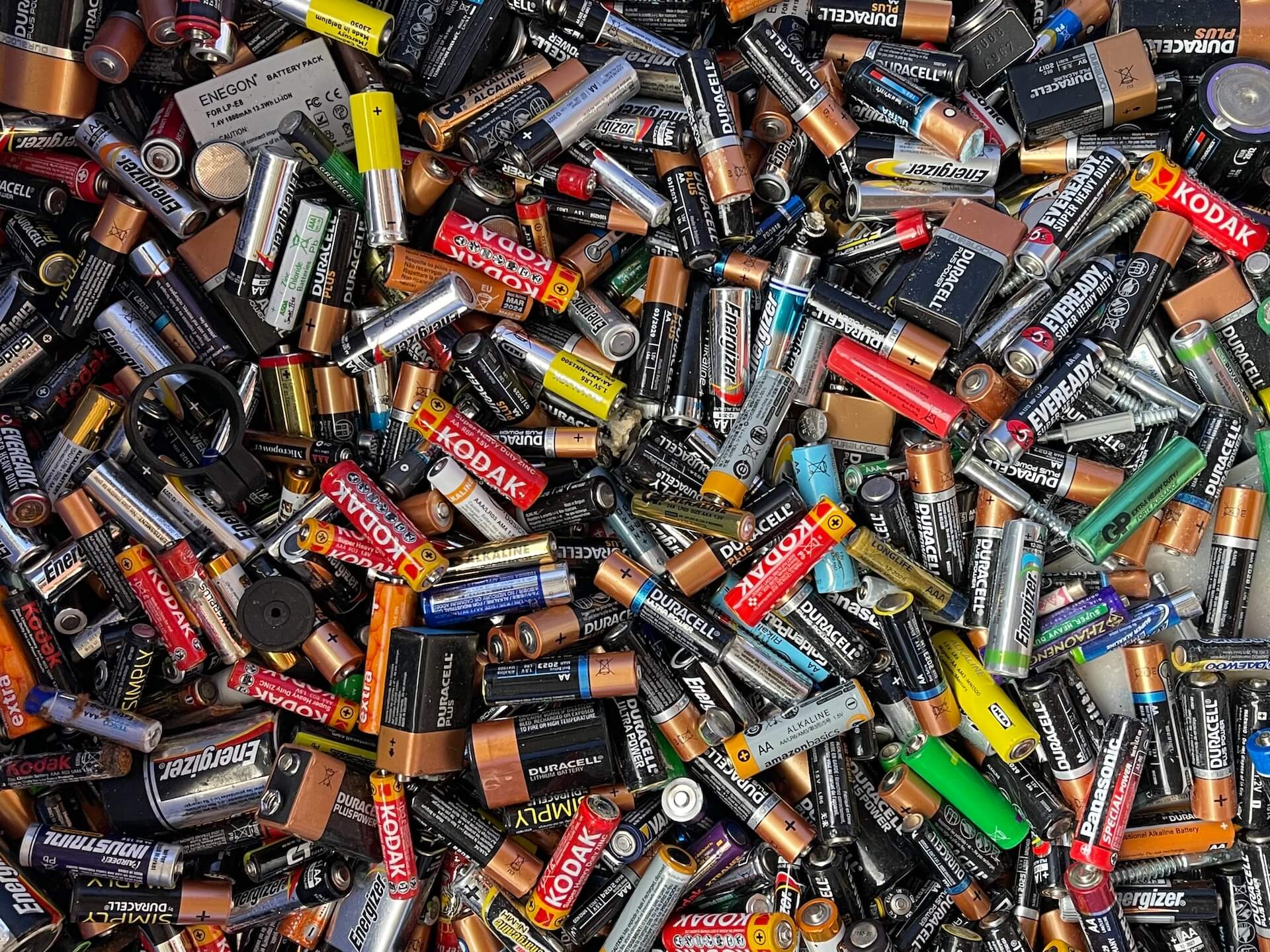 hundreds of household batteries