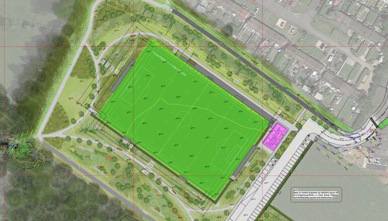 a drawing of a proposed football pitch