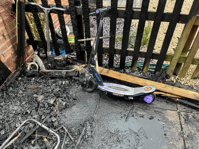 a scooter that has been on fire