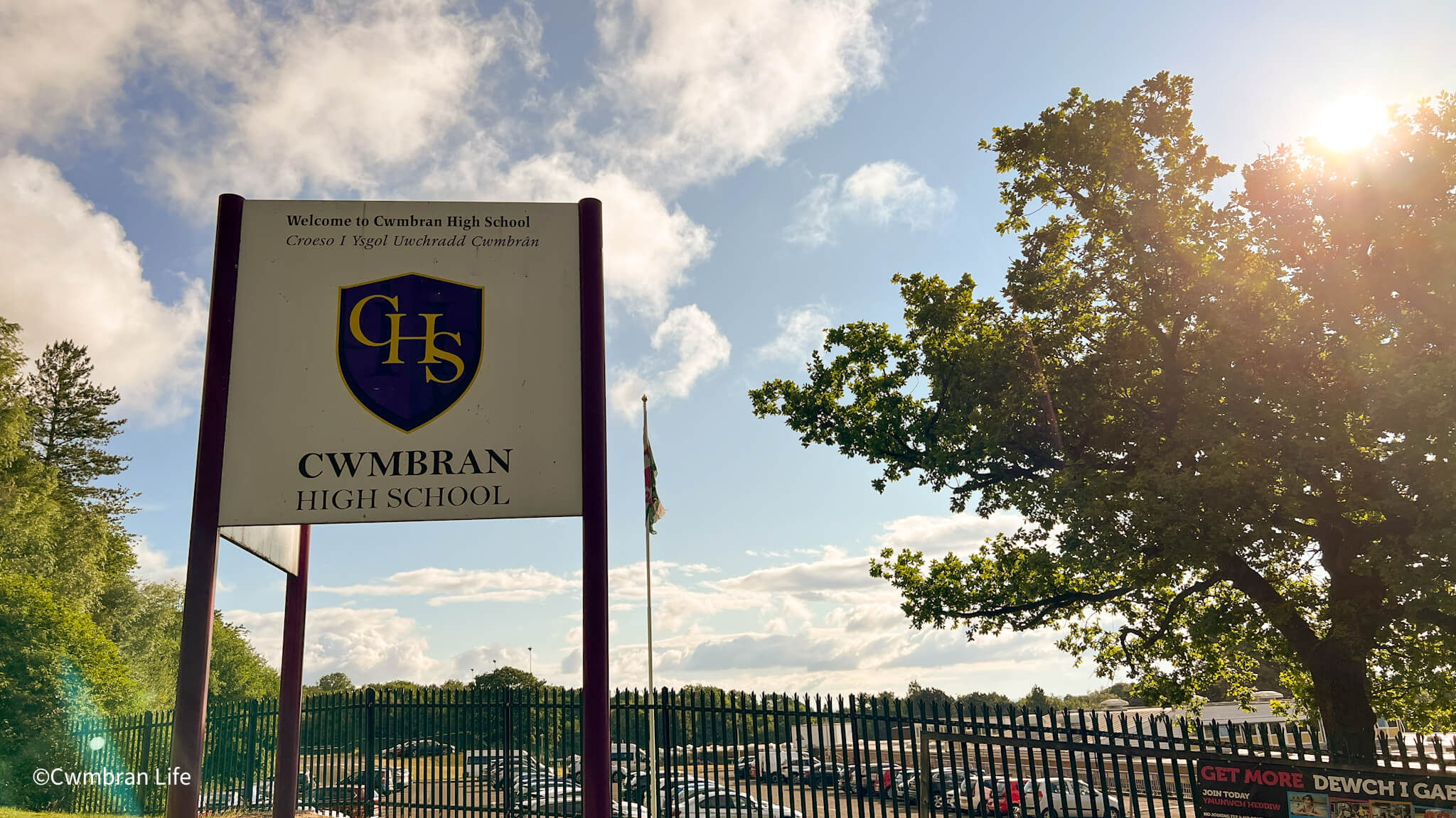 the sign outside Cwmbran High School