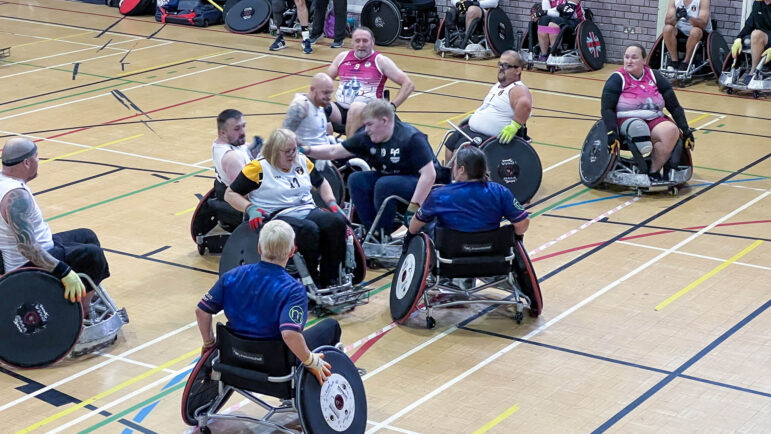 a wheelchair rugby match