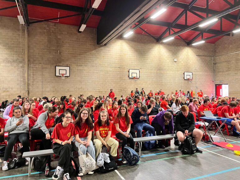a school hall full of young people