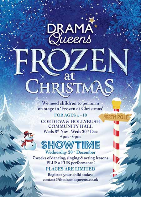 a poster about a children's peformance of frozen at christmas