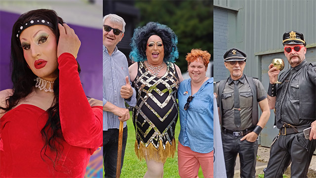 Three photos of people at Torfaen Pride 2024