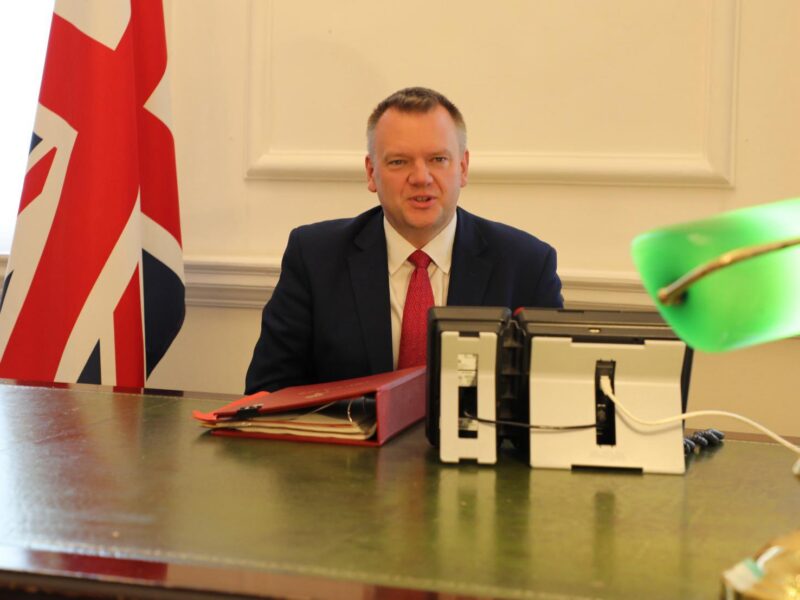Torfaen Labour MP Nick Thomas-Symonds at his desk at the Cabinet Office