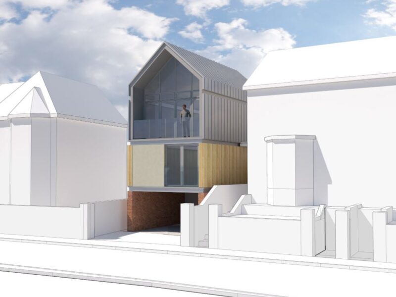 A 3D image of how the house with a modern design could look on Ffrwd Road, Abersychan.