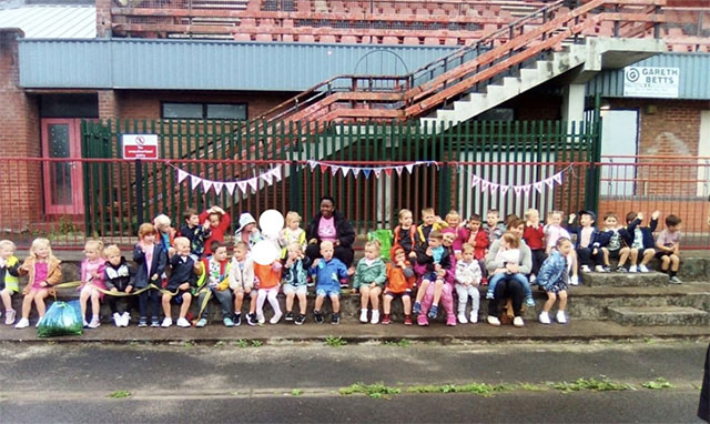 a large class or nursery children