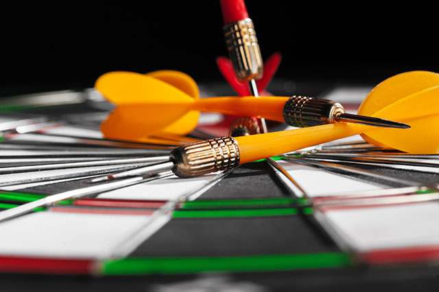 darts on a dartboard