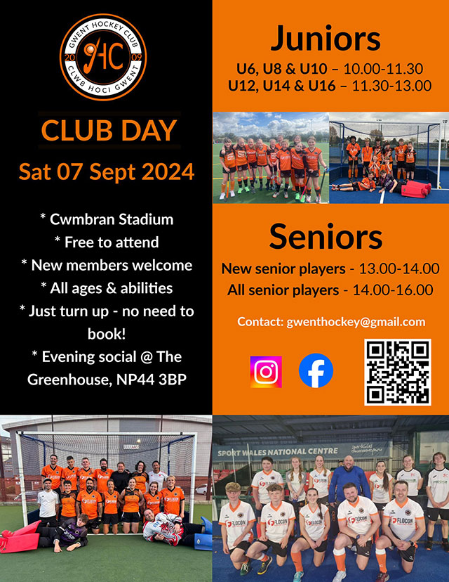 a poster about an open day at gwent hockey club