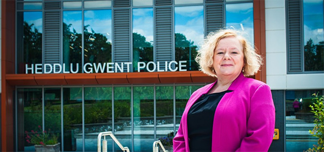 Jane Mudd outside Gwent Police's headquarters in Cwmbran