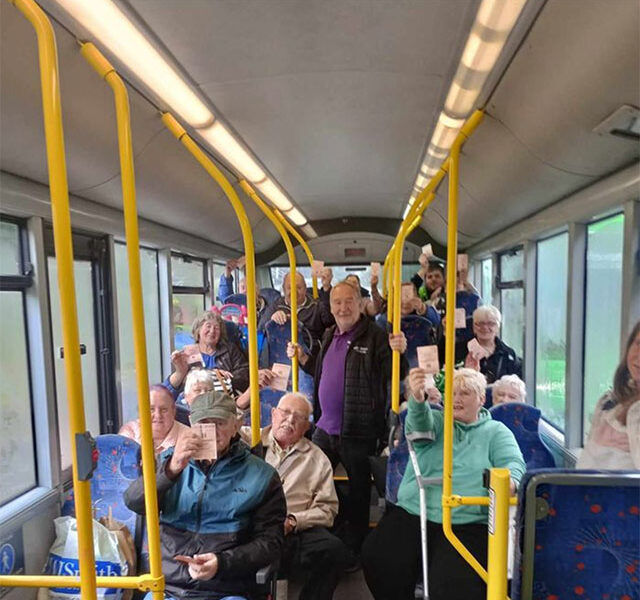 a group of passengers on a bus