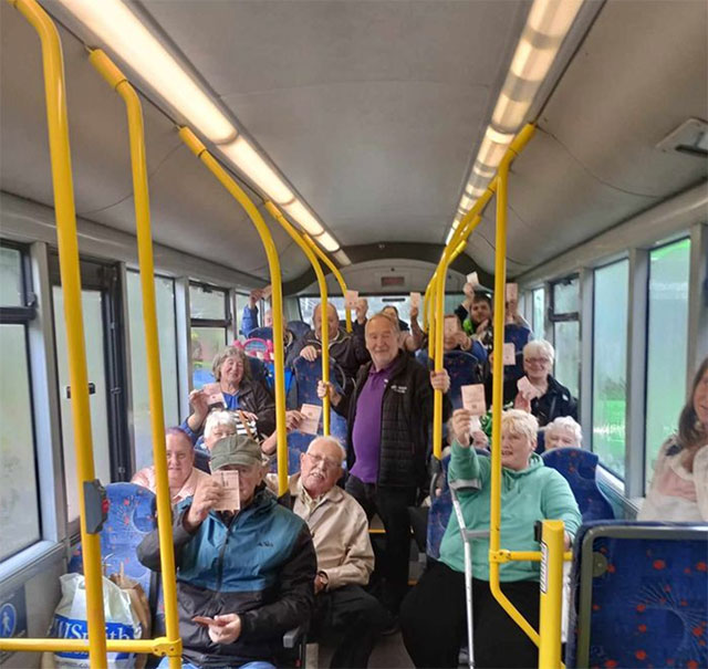 a group of passengers on a bus