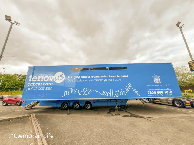 a blue tenovus cancer care truck