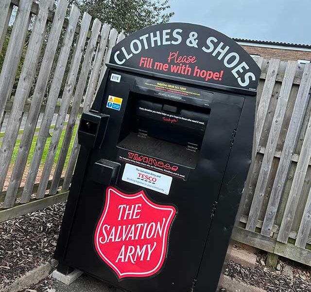 a salvation army clothes recycling bank