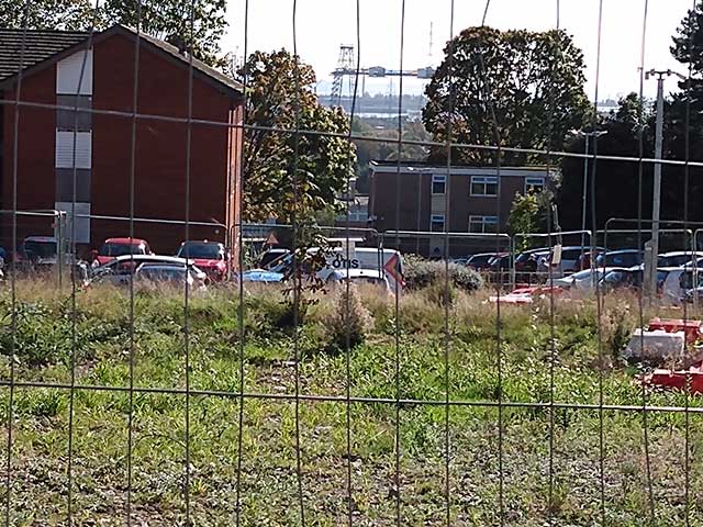 The fenced off area where the accommodation blocks stood at the Royal Gwent Hospital