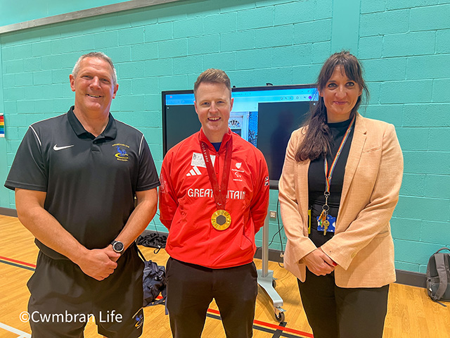 Nigel Pryce, head of PE, James Ball, and Natalie Richards, headteacher