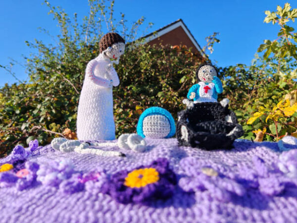 Knitted postbox topper in Cwmbran to mark World Polio Day