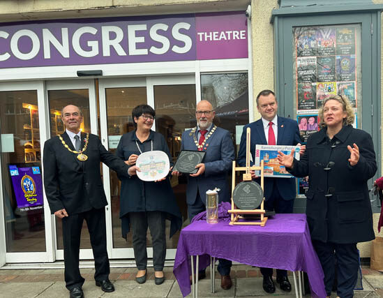 Cllr Matthews, Cornelia Petzold-Schick, Cllr Chris Morgan, and Nick Thomas-Symonds MP