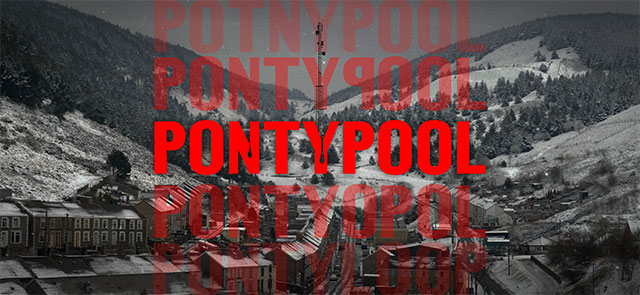 film advert showing a valley with the word Pontypool on it