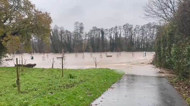 a flooded car park