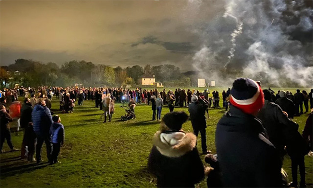 families at a bonfire night event