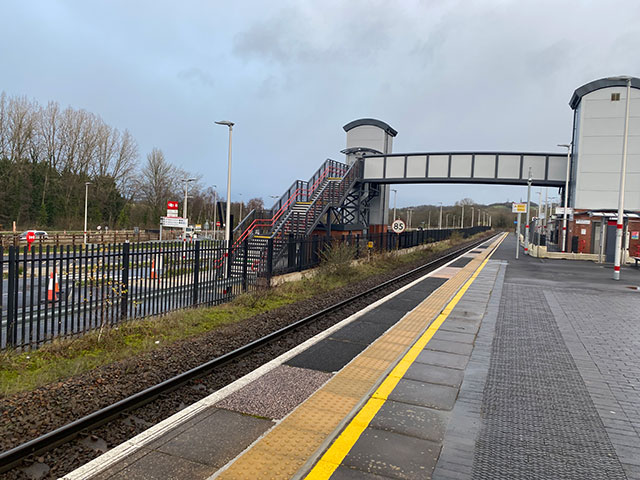 The resurfaced platform at Pontypool and New Inn train station