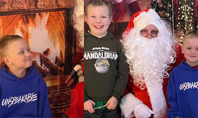 two boys with father christmas