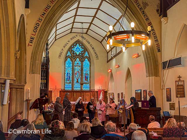 inside a church where the Nativity is taking place