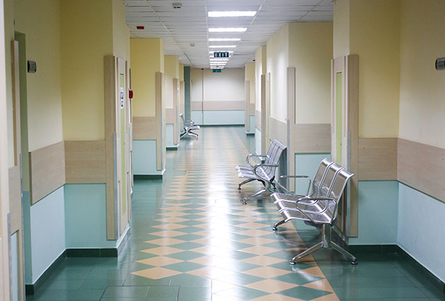 a hospital corridor