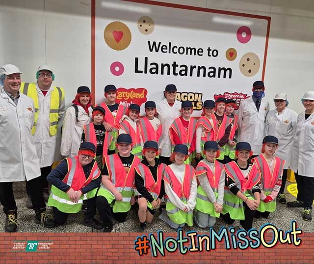 Pupils at Burton's Biscuit factory in Cwmbran