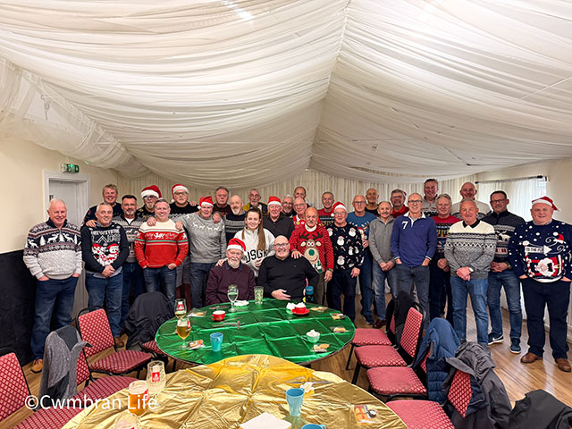 The former players at their annual Christmas breakfast in Cwmbran