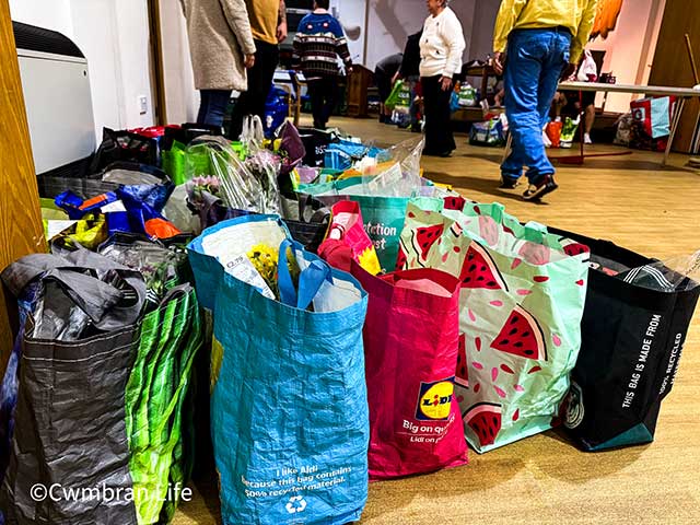 Bags of Christmas food ready to be given to 200 people in Torfaen