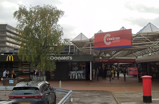 A general view of the entrance to Cwmbran Centre from Caradoc Road