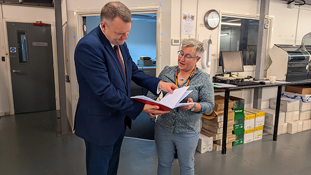 Nick Thomas-Symonds MP and Sharon Williams, from Pia