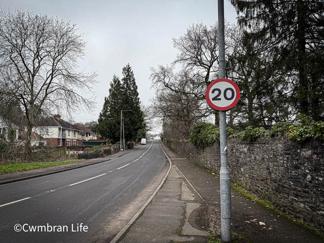 A 20mph section of Newport Road in Cwmbran.