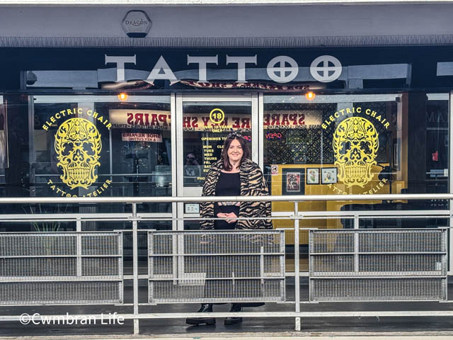 Becky Jones outside Electric Chair Tattoo